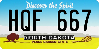 ND license plate HQF667