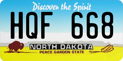 ND license plate HQF668