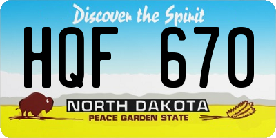 ND license plate HQF670