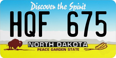 ND license plate HQF675