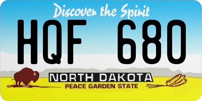 ND license plate HQF680
