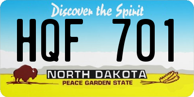 ND license plate HQF701