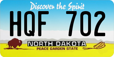 ND license plate HQF702