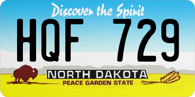 ND license plate HQF729