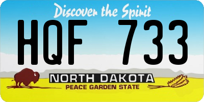 ND license plate HQF733