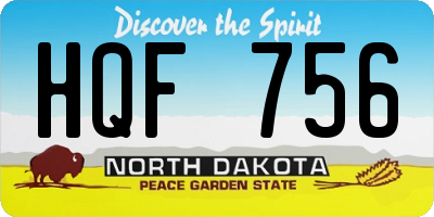 ND license plate HQF756