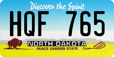 ND license plate HQF765