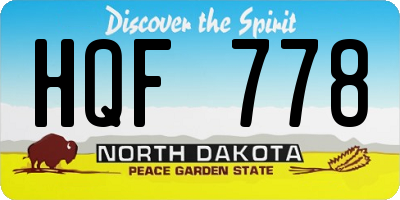 ND license plate HQF778