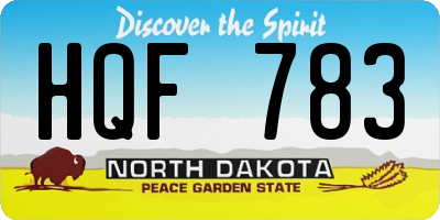ND license plate HQF783