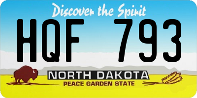 ND license plate HQF793