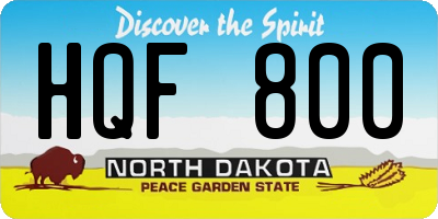 ND license plate HQF800