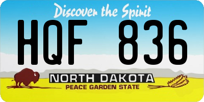 ND license plate HQF836