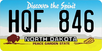 ND license plate HQF846