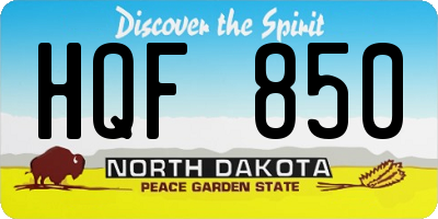 ND license plate HQF850