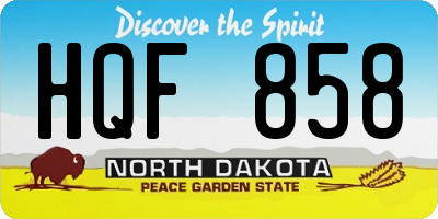 ND license plate HQF858