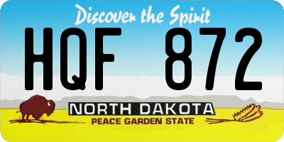 ND license plate HQF872