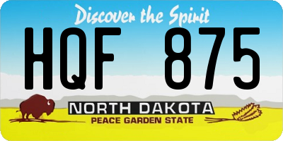 ND license plate HQF875