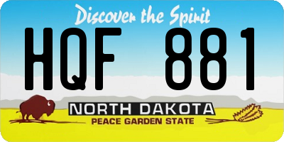 ND license plate HQF881