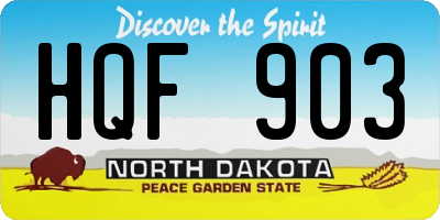 ND license plate HQF903