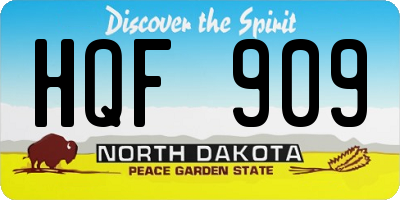 ND license plate HQF909