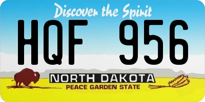 ND license plate HQF956