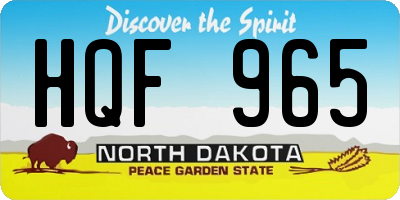 ND license plate HQF965