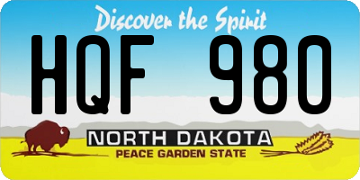 ND license plate HQF980