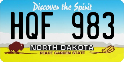 ND license plate HQF983