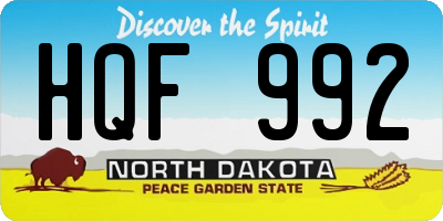 ND license plate HQF992