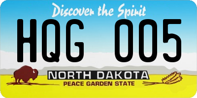 ND license plate HQG005
