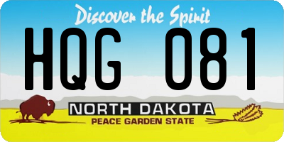 ND license plate HQG081