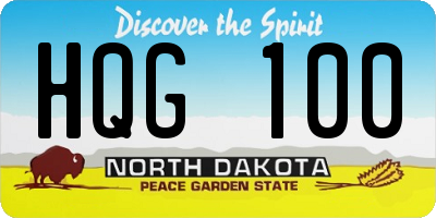 ND license plate HQG100