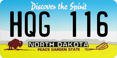 ND license plate HQG116