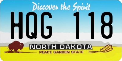 ND license plate HQG118