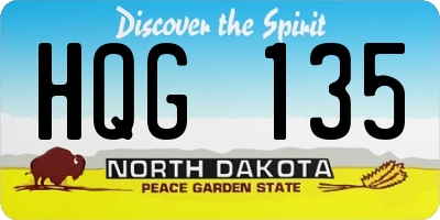 ND license plate HQG135