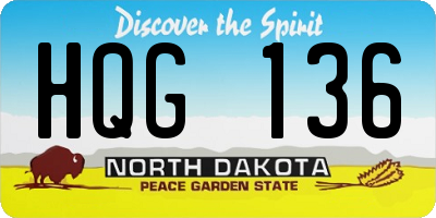 ND license plate HQG136