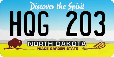 ND license plate HQG203