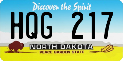 ND license plate HQG217