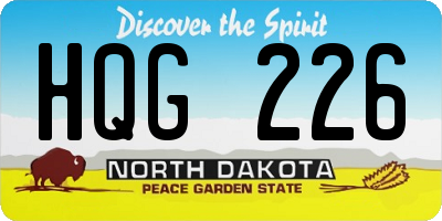 ND license plate HQG226