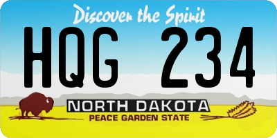 ND license plate HQG234