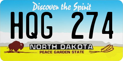 ND license plate HQG274