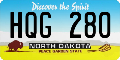ND license plate HQG280