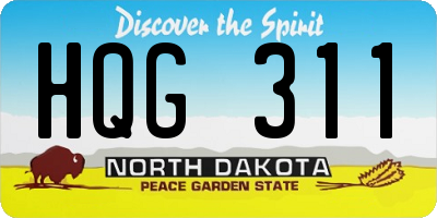 ND license plate HQG311