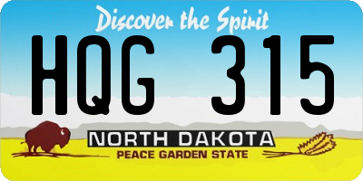 ND license plate HQG315