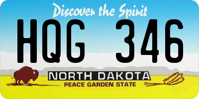 ND license plate HQG346