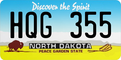 ND license plate HQG355