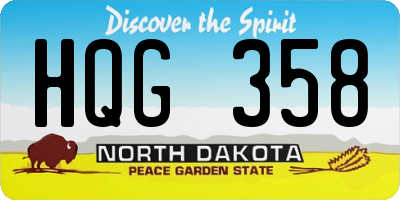ND license plate HQG358