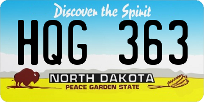 ND license plate HQG363