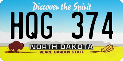 ND license plate HQG374