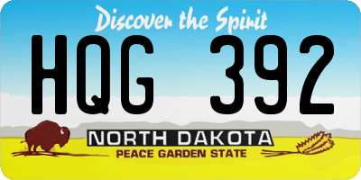 ND license plate HQG392